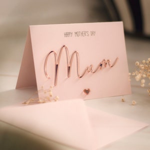 Carte joyeuse fête des mères faite main et personnalisée Maman Maman Maman grand-mère Or rose
