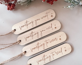 Something You Want, Need, Wear & Read Wooden Gift Tags