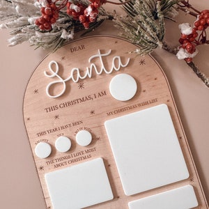 Reusable Dear Santa Letter Christmas Wish White Board Wood Acrylic