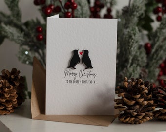 Luxury Acrylic Penguin Christmas Card Couple Her Him Husband Wife