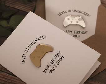 Luxury Gamer Birthday Card Boy Personalised Level Up