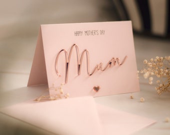 Happy Mother's Day Card Handmade & Personalised Mum Mom Mummy Gran Nanny Rose Gold