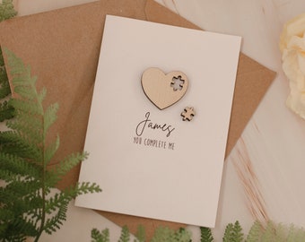 Luxury Romantic Personalised You Complete Me Card