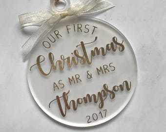 Our First Christmas As Mr & Mrs • Personalised Christmas Ornament Decoration • Wedding Gift
