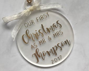 Our First Christmas As Mr & Mrs • Personalised Christmas Ornament Decoration • Wedding Gift