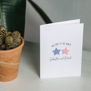 Nouvelle carte personnalisée bébé jumeaux Bienvenue dans le monde Jumeaux mixtes Garçon Fille Jumeaux