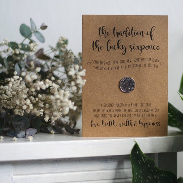 Lucky Sixpence • Card for Bride • Wedding • Something Old, Something New • Wedding Keepsake