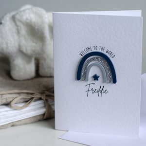 Luxury Acrylic New Baby Boy Card Welcome To The World Rainbow image 1