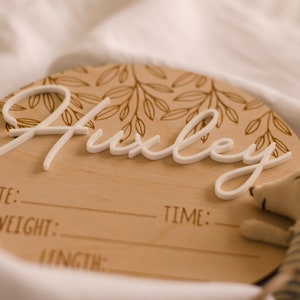 Personalised Hello World New Baby Birth Announcement Wooden Plaque Sign Gift Baby Shower image 3