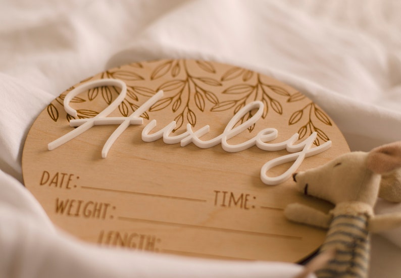 Personalised Hello World New Baby Birth Announcement Wooden Plaque Sign Gift Baby Shower image 3