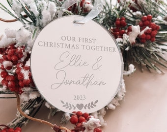 Luxury Mirror Acrylic Our First Christmas Together Personalised Ornament Bauble Decoration