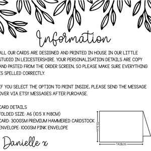 Personalised New Baby Girl Card - Welcome To The World Keepsake Card image 2