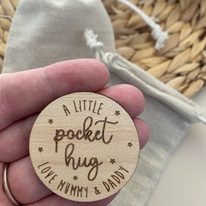 Little Wooden Pocket Hug Starting School, For Kids Children, Love Token