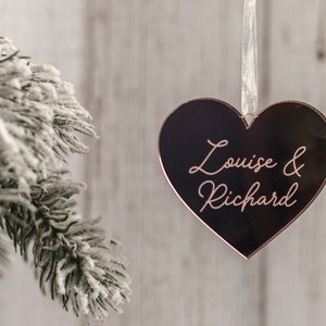 Luxury Mirror Acrylic Couples Christmas Ornament Bauble Decoration image 3