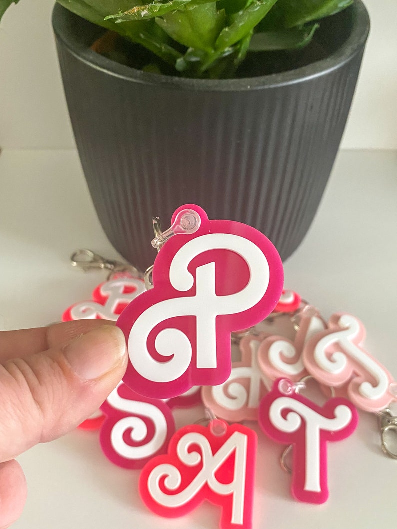 Malibu Pink Initial Keychain Keyring Bag Tag Inspired - Etsy