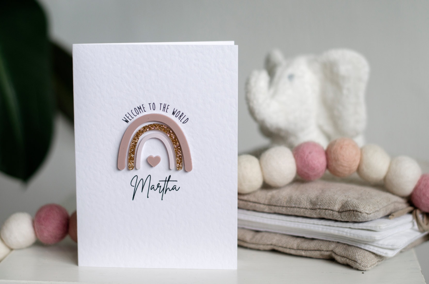 sister welcome to the world card welcome baby girl card for daughter Handmade newborn baby girl card luxury card for baby girl