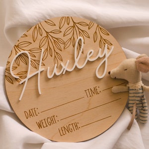 Personalised Hello World New Baby Birth Announcement Wooden Plaque Sign Gift Baby Shower zdjęcie 1