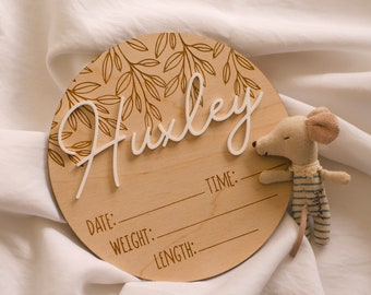 Personalised Hello World New Baby Birth Announcement Wooden Plaque Sign Gift Baby Shower