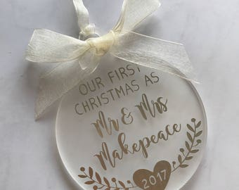 Our First Christmas As Mr & Mrs • Personalised Christmas Ornament Decoration • Wedding Gift