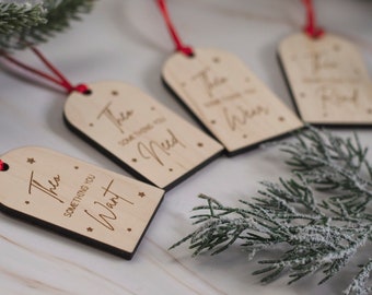 Something You Want, Need, Wear & Read Wooden Personalised Gift Tags