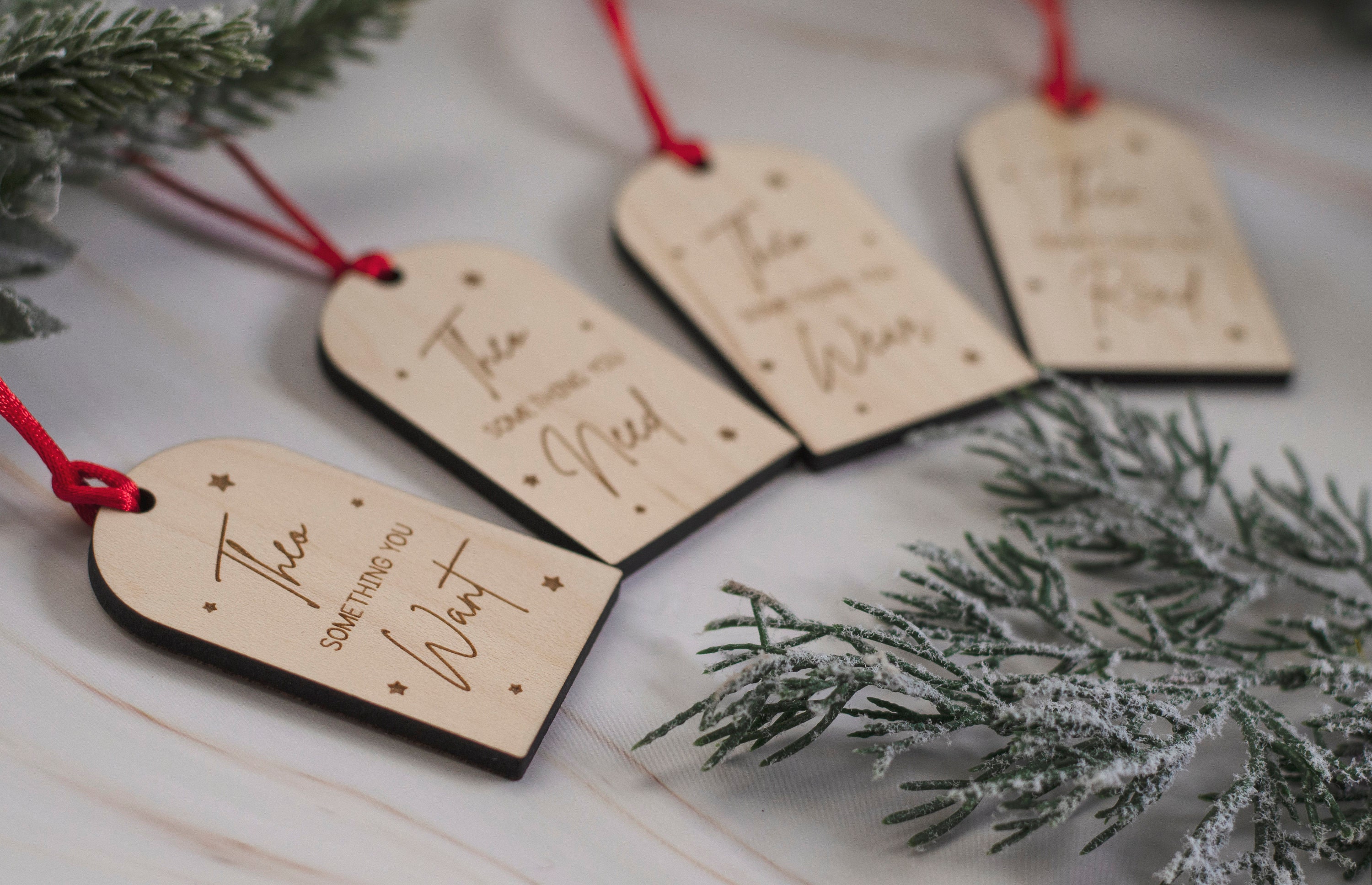 Engraved Christmas Wooden Gift Tags