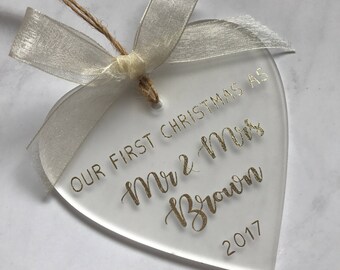 Our First Christmas As Mr & Mrs • Personalised Christmas Ornament Decoration • Wedding Gift