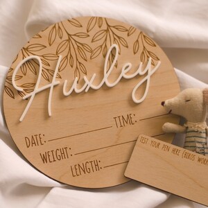Personalised Hello World New Baby Birth Announcement Wooden Plaque Sign Gift Baby Shower image 2