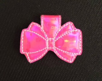 Holographic Pink Magnet Bow Clip / Vinyl Bow Magnetic Clip / Embroidered Bow Clip / Bookmark / Journal Marker /Planner Girl