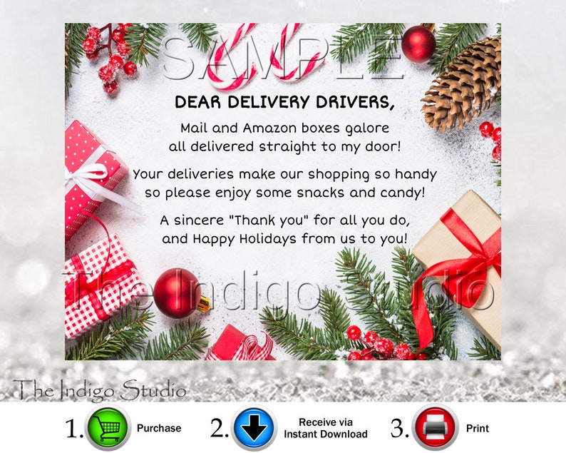 Fedex UPS USPS Delivery Drivers Holiday Thank You Printable Etsy