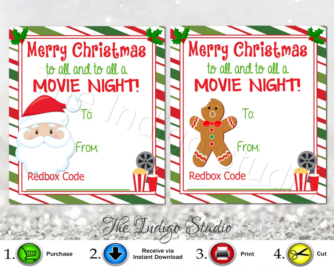 4 Different Designs Redbox Codes Gift Tags Cards Digital Printable ...