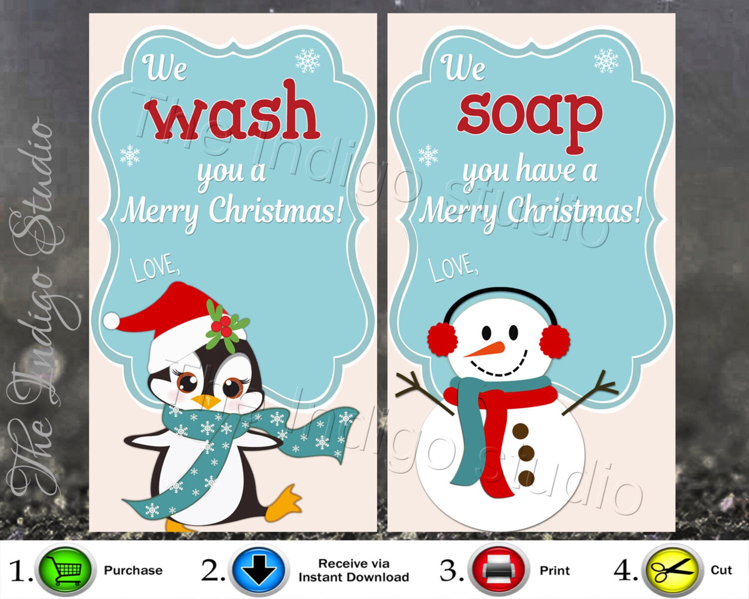 Hand Soap / Body Wash / Wash Cloth Gift Tags Digital Printables We WASH You  Merry Christmas & We SOAP You Have A Merry Christmas (Download Now) 