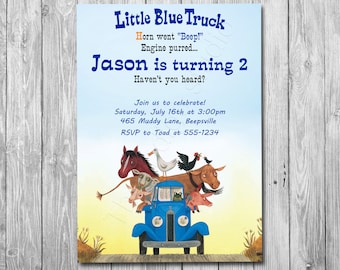 Little Blue Truck Invitation, Option with photo Little Blue Truck Birthday, all ages - Digital file YOU print
