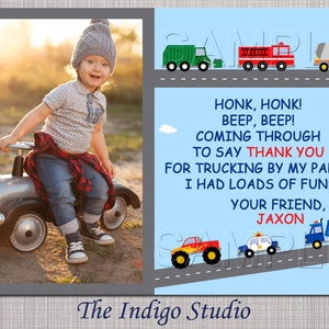 Cars and Trucks Thank You Card Digital File You Print Option - Etsy