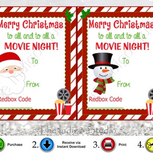 Redbox Codes Gift Tags 4 Different Designs Digital Printable Merry ...
