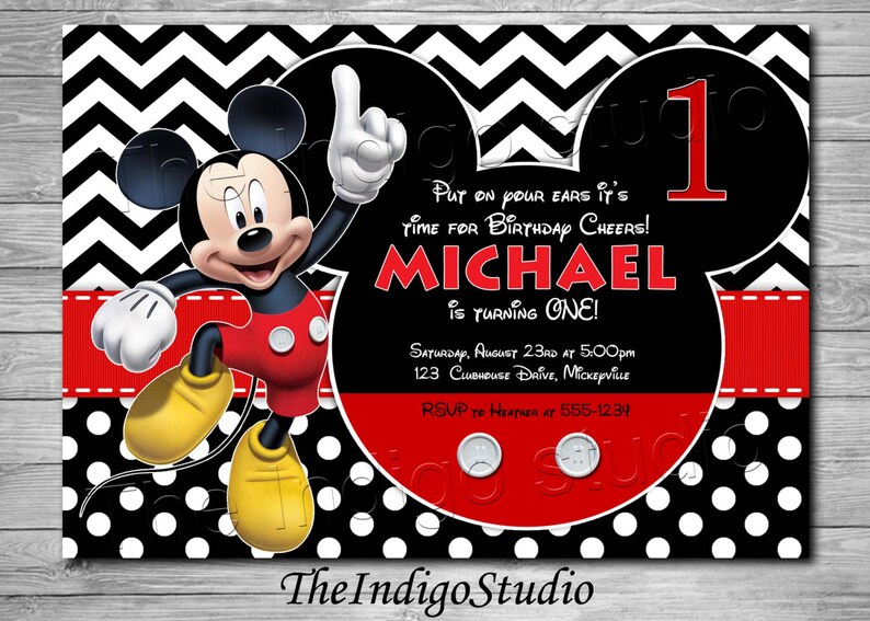 Carte Dinvite Mickey Mouse 1er Anniversaire Une Invitation Etsy Carte Dinvite Mickey Mouse 1er Anniversaire Une Invitation Etsy
