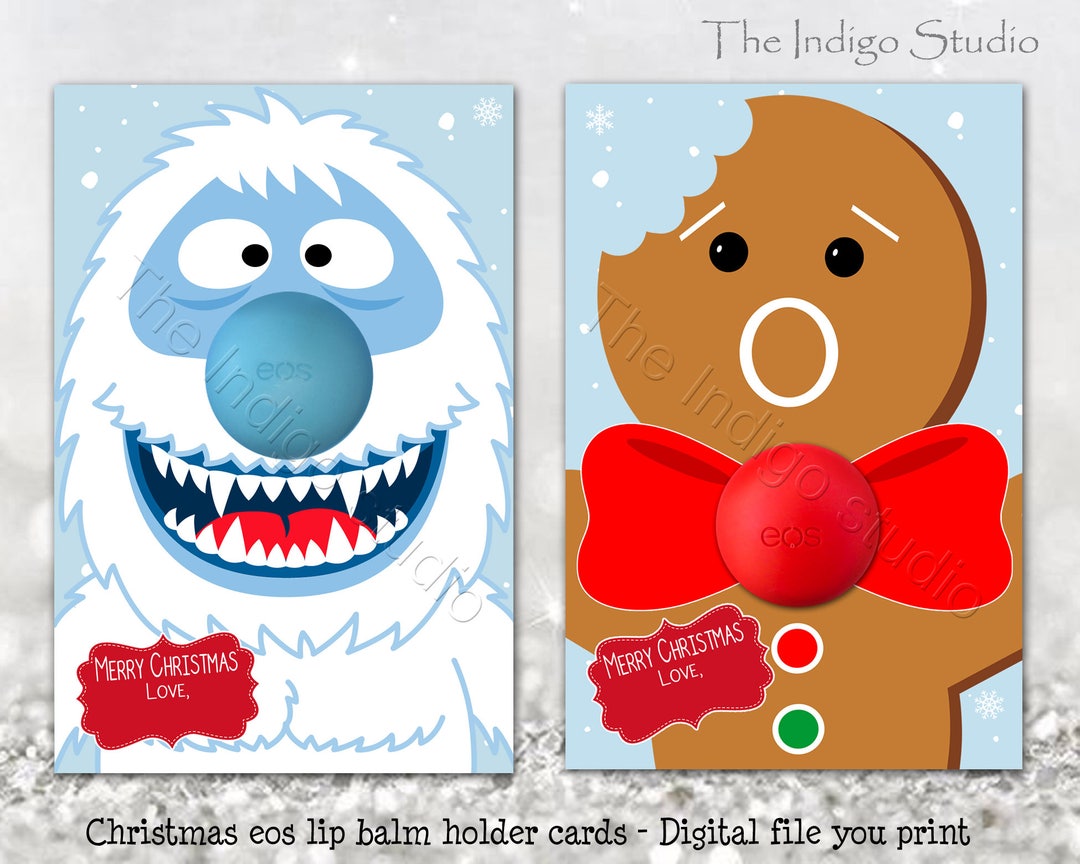 EOS Lip Balm Christmas Holiday Card Digital Printable Eos Lip Balm Holder Stocking Stuffer
