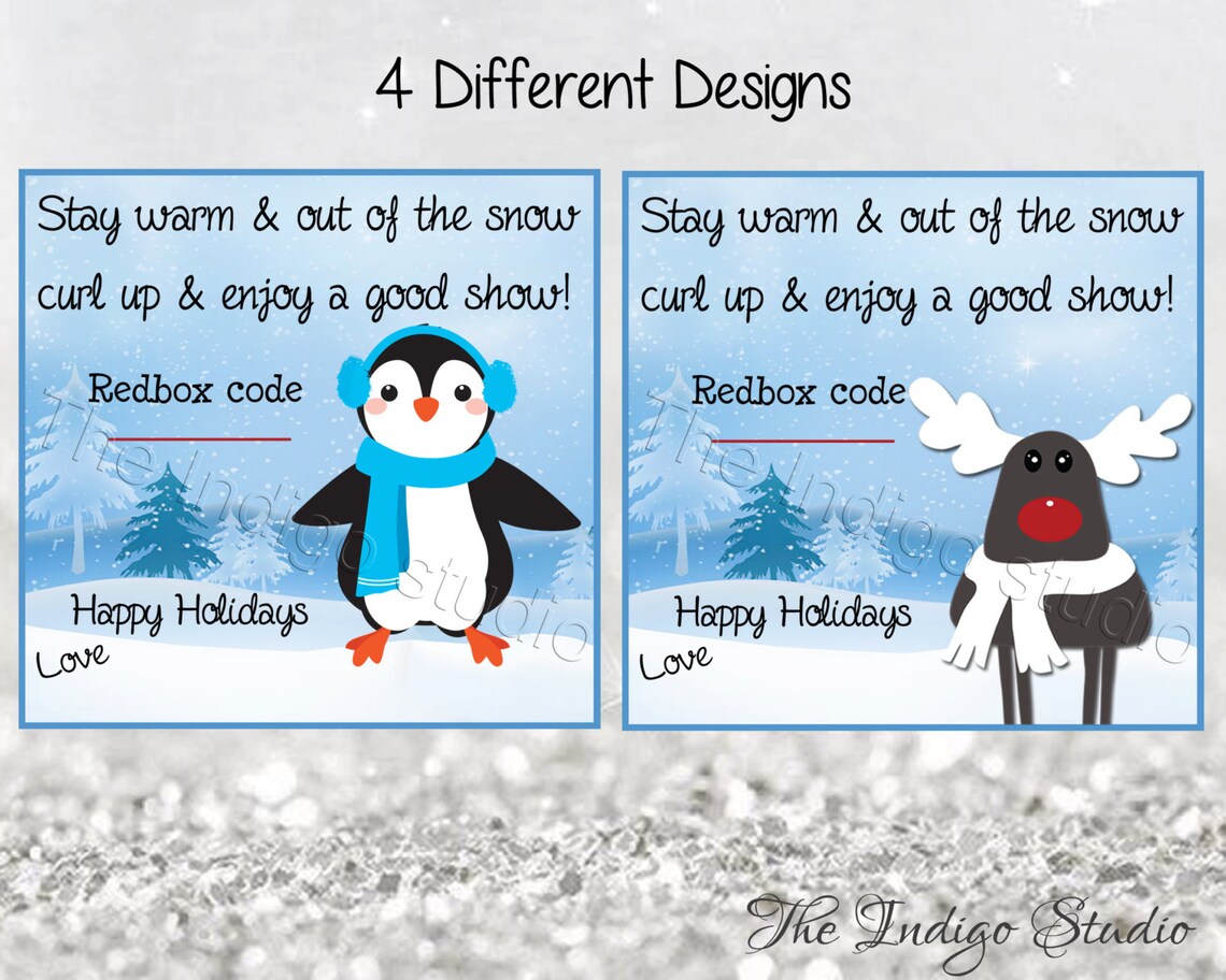 Printable Redbox Christmas Gift Tags 4 Different Design Cards - Etsy