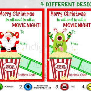 4 Different Designs Redbox Codes Gift Tags Cards Digital - Etsy