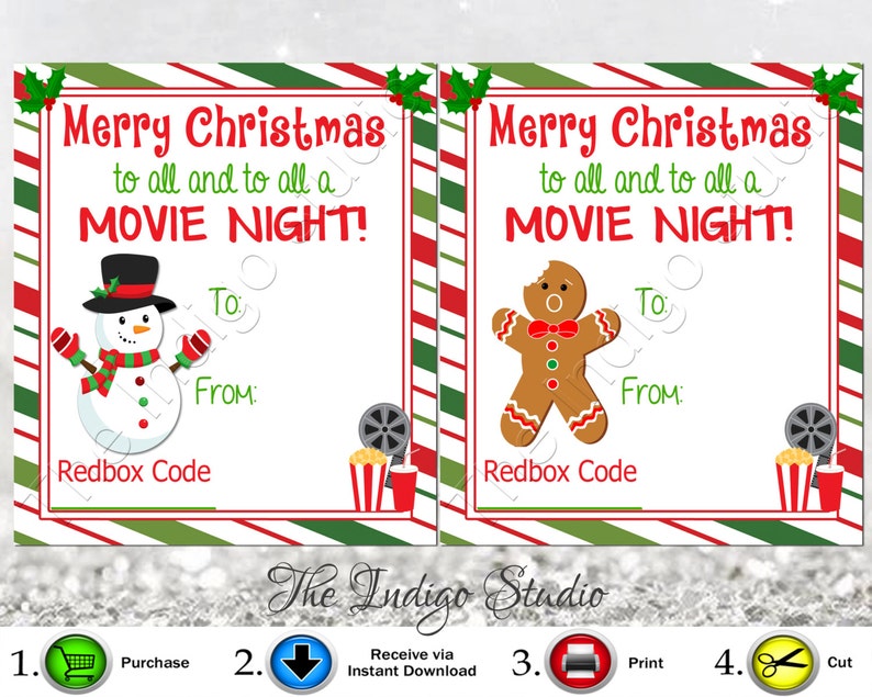 Redbox Codes Gift Tags Cards Digital Printable 4 Different Etsy