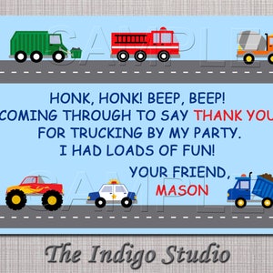 Cars and Trucks Thank You Card Digital File You Print Option - Etsy