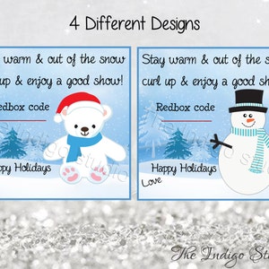 Printable Redbox Christmas Gift Tags 4 Different Design Cards Digital ...