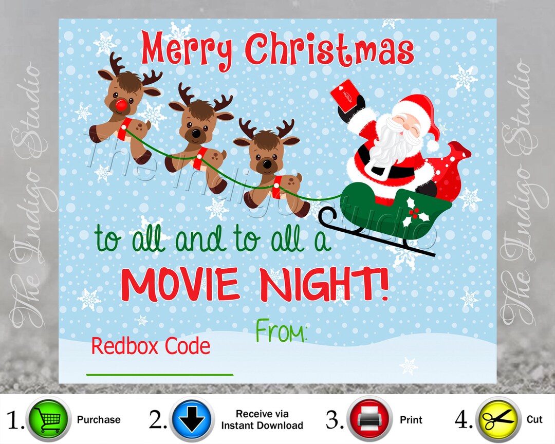 Redbox Code Gift Card Digital Printable Code Not Included Merry