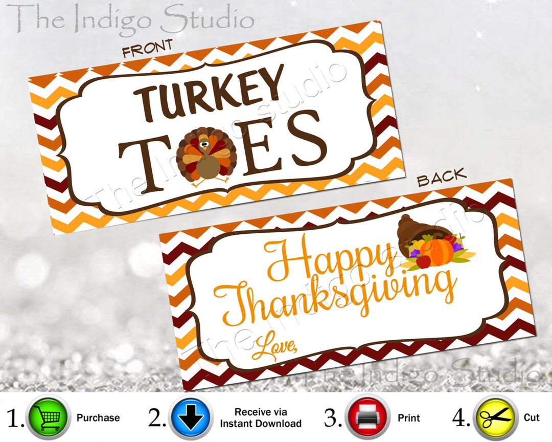 Turkey Toes Digital Printable Treat Bag Topper Label Two - Etsy