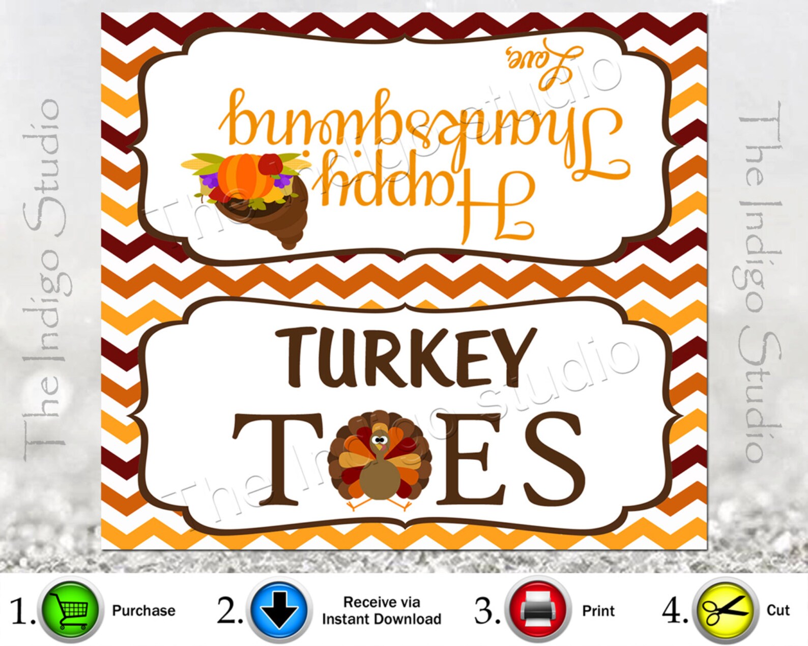 Turkey Toes Digital Printable Treat Bag Topper Label Two - Etsy