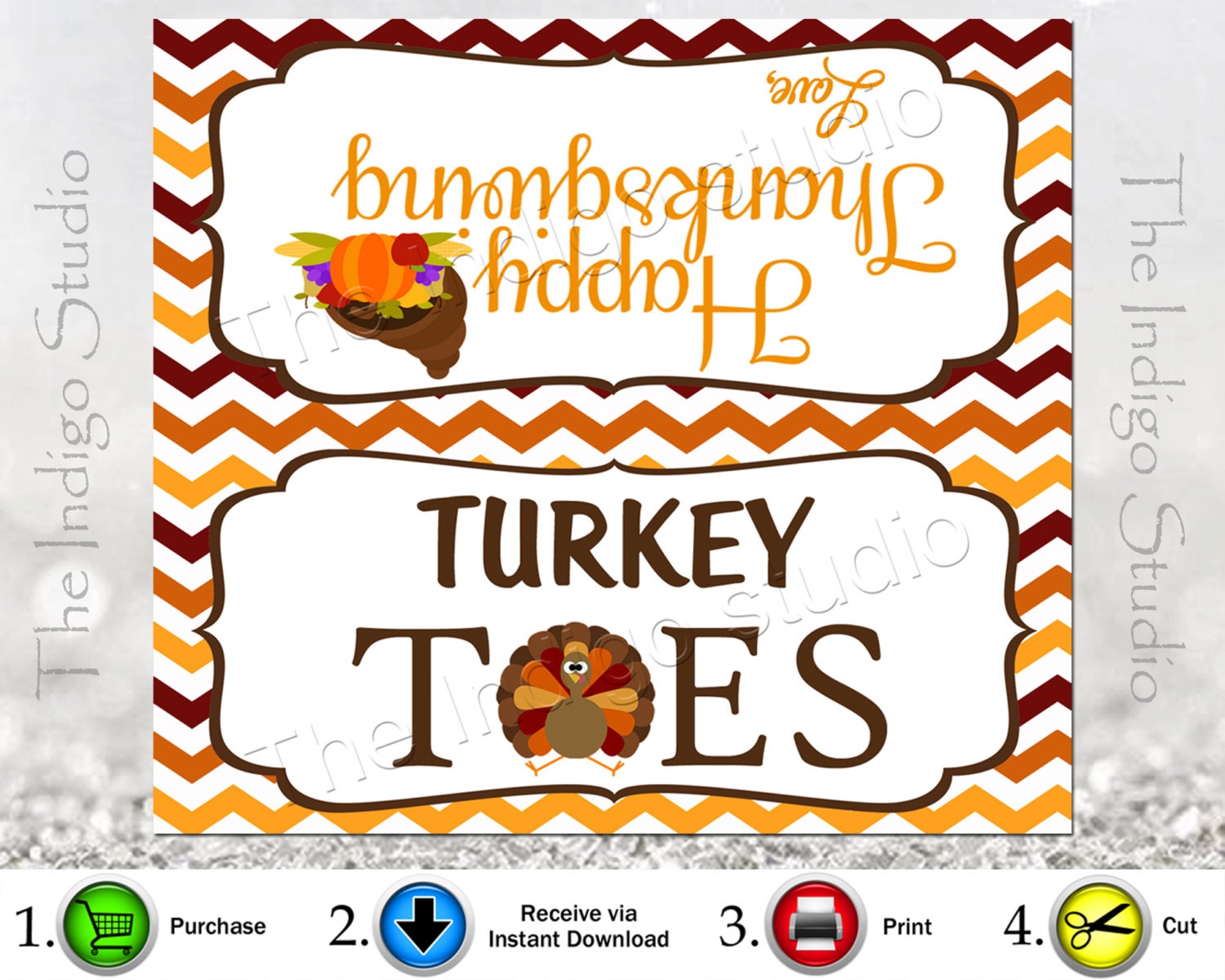 Turkey Toes Digital Printable Treat Bag Topper Label Two - Etsy