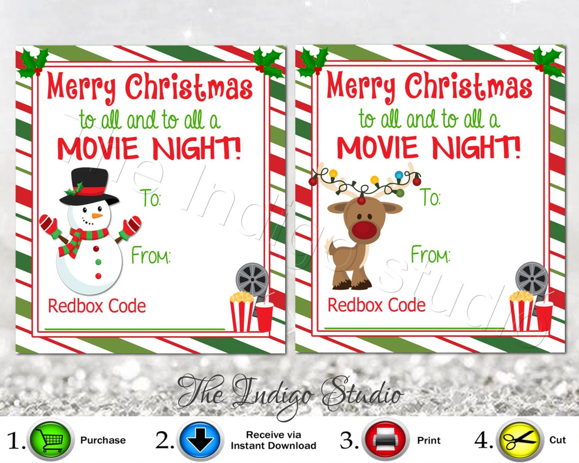 4 Different Designs Redbox Codes Gift Tags Cards Digital - Etsy