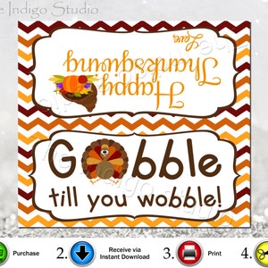 Gobble Till You Wobble Digital Printable Treat Bag Topper - Etsy