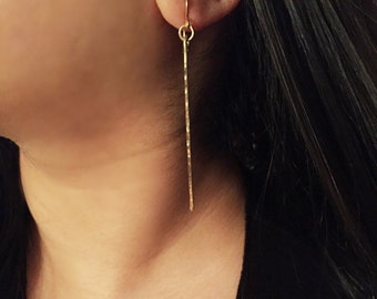 Fines boucles d’oreilles or Bar / Gold Bar boucles d’oreilles / Boucles d’oreilles frange or / boucles d’oreilles longue frange longue or Bar boucles d’oreilles / allumette boucles d’oreilles / XL