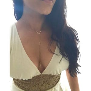 Gold Y Necklace / Gold Lariat / Gold Bar / Chevron Y Necklace / Rose Gold Y Necklace / Silver Y Necklace / Long Y Necklace