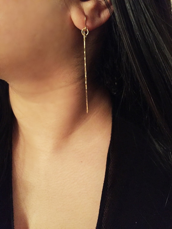 Long Drop Matchstick Dangle Earrings Polished Sterling Silver Long Drop Matchstick Dangle Earrings Polished Sterling Silver